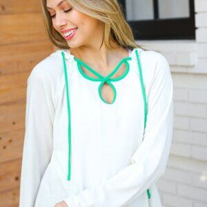 Haptics Feeling It Kelly Green Clover Cut Out Terry Hoodie NEW